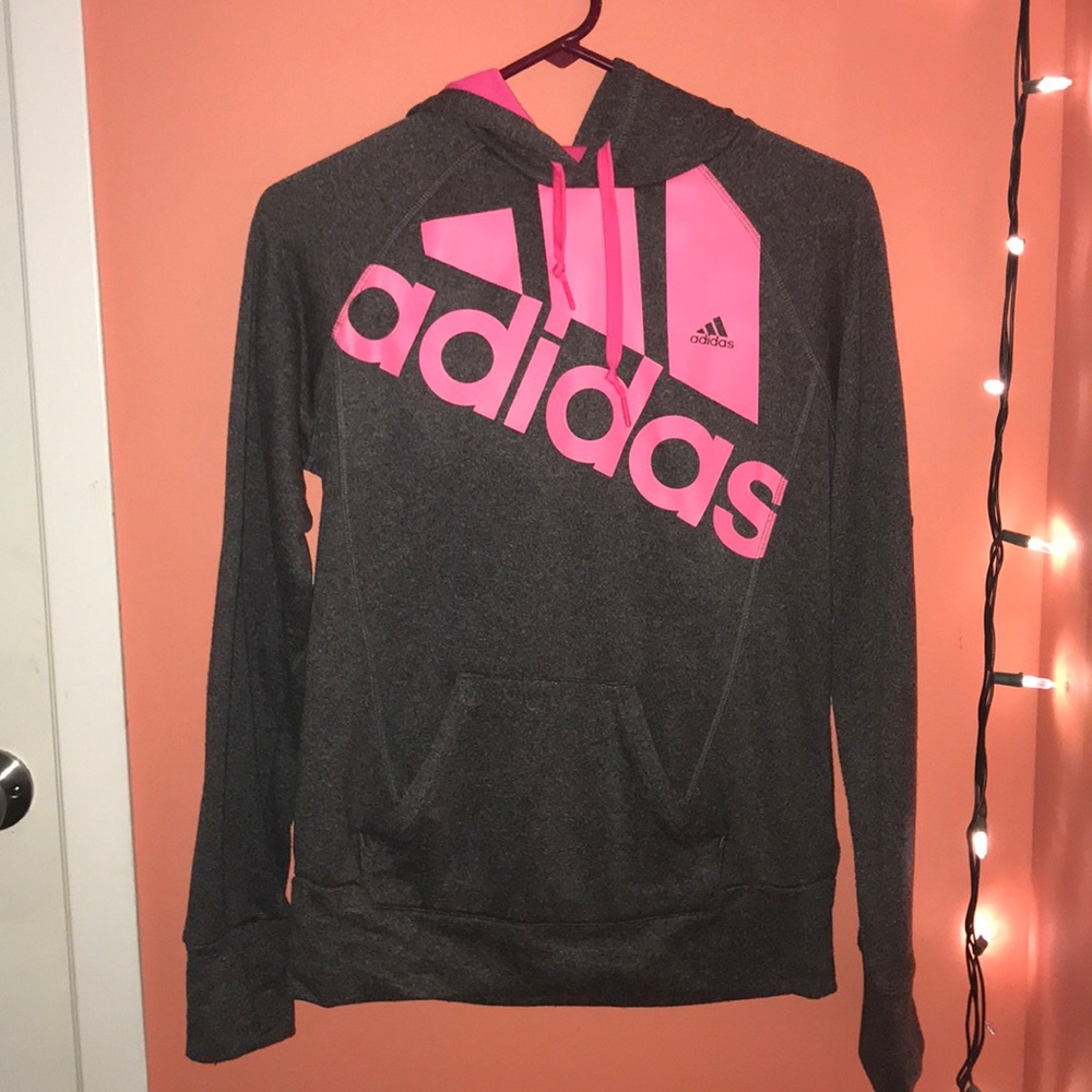 gray with pink adidas hoodie